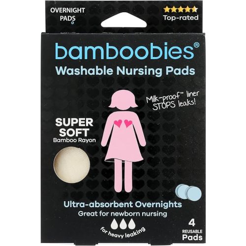 Bamboobies Overnight Washable Nursing Pads 4 Count, 4 CT