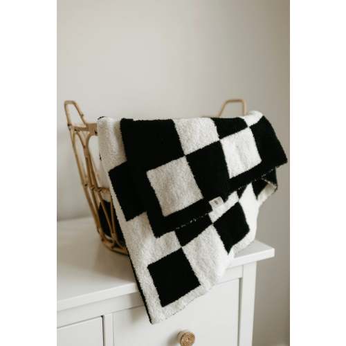 Plush Blanket | Black Checkerboard