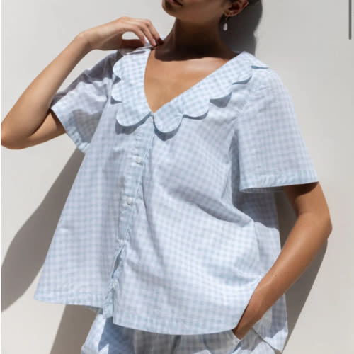 Penelope Sleep Set - Gingham Pale Blue – Piyama USD