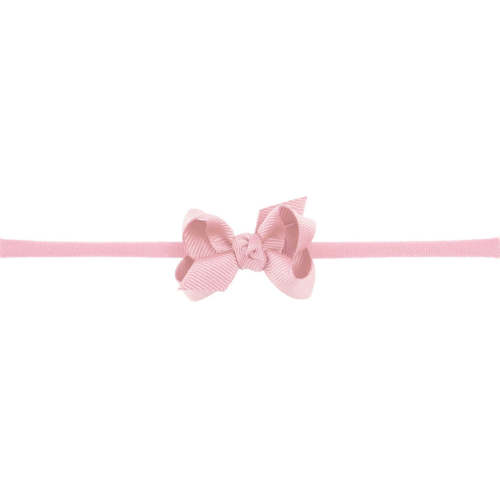 Small Grosgrain Bow on Baby Headband - Light Pink