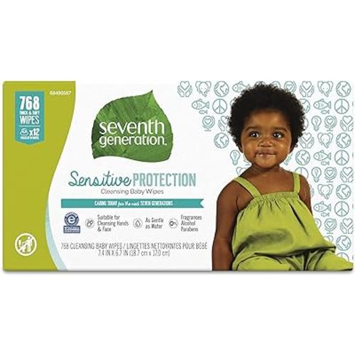 Seventh Generation Baby Wipes Sensitive Protection with Snap Seal Diaper Wipes 768 Count