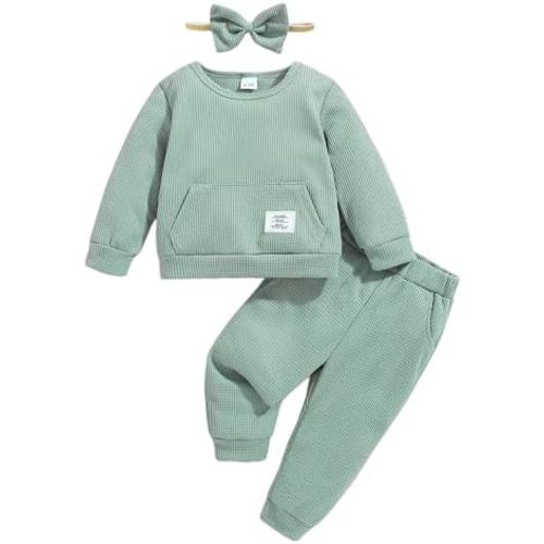 Weebaby Toddler Girl Clothes Infant Girl Sweatsuit Baby Pant Set Outfits Fall Winter Clothing Little Clothes for Girl
