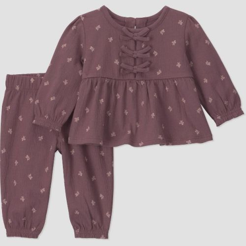 Little Planet By Carter's Baby Girls' 2pc Top and Bottom Sets - Brown 3M
