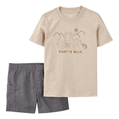 Multi Baby 2-Piece Construction Short Set - Tan/Grey | Carter’s Oshkosh Canada