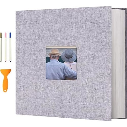 Vienrose Photo Album Self Adhesive 13x12.6 for 600 Photos Linen Scrapbook 120 Pages