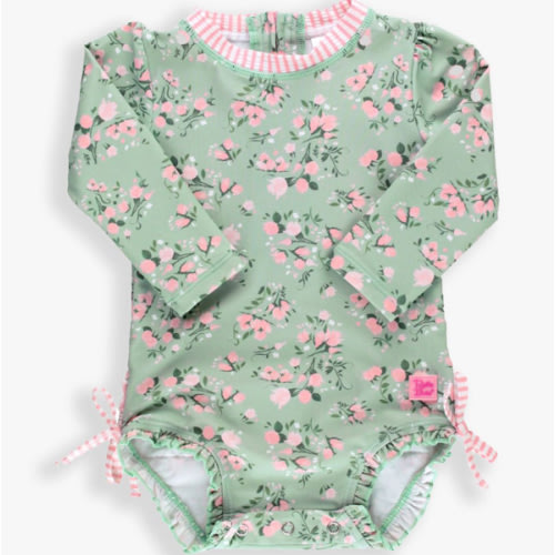 Floral Long Sleeve One Piece Rash Guard