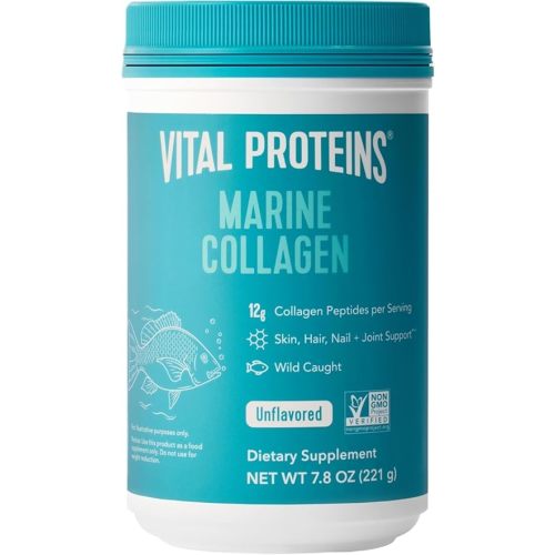Vital Proteins Marine Collagen Peptides Powder Supplement for Skin Hair Nail Joint - Hydrolyzed Collagen - 12g per Serving - 7.8 oz Canister