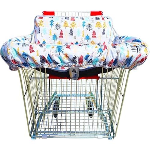 2 in 1 Shopping Cart Cover&High Chair Cover for Restaurant Seat, Grocery Cart Cover for Baby Infant Toddler Girl/Boy Reversible, Machine Washable (Lucky Tree)