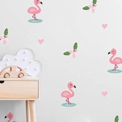 Flamingo Wall Decals - Easy-to-Apply & Removable Wall Stickers: Transform Your Room with Durable, Vibrant Peel-and-Stick Art Decor – Kids' Wall Decals: Inspiring Children's Rooms