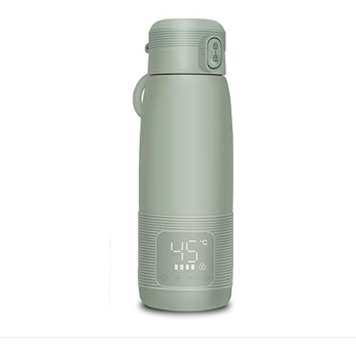 Cozytots Portable Bottle Warmer for Travel, Baby Milk Warmer, Stainless Steel Vacuum-Insulated Mug, 37°C to 55°C Constant Temperature, USB Charging, Baby Thermos Cup On The Go, 17 Ounce/500ML