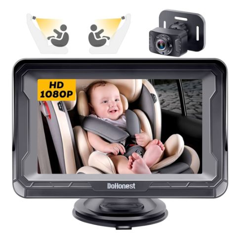 DoHonest Baby Car Camera HD 1080P - Rear-Facing Car Baby Monitor with Night Vision, Adjustable View Angle, Easy Setup, Anti-Glare Display, Safety for Kids & Infants