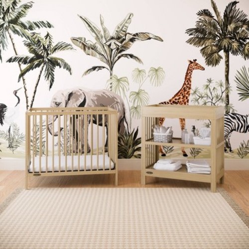 Graco Teddi Convertible Mini Crib with Mattress - Driftwood