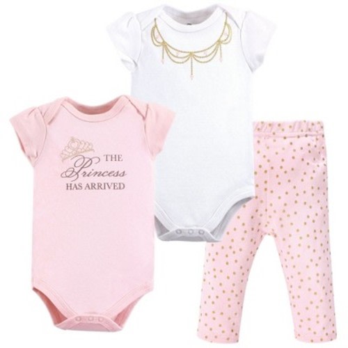 Little Treasure Baby Girl Cotton Bodysuit and Pant Set, Princess, 3-6 Months