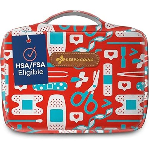 KeepGoing Large Home First Aid Kit for Kids – 270 Pc. First Aid Kit for Car, Home, Dorm, & Boat with Latex-Free Bandages – 10 x 7 x 3.5 in. Travel First Aid Kit (The Classic)