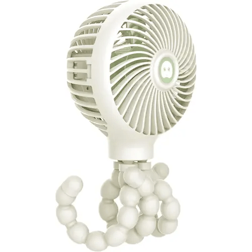 TRELC Mini Handheld Stroller Fan, Personal Portable Baby Fan with Flexible Tripod, 2024 Upgraded Version, Gift for Children, Rechargeable Fan for Office Room Car Traveling BBQ Gym Fan (White)