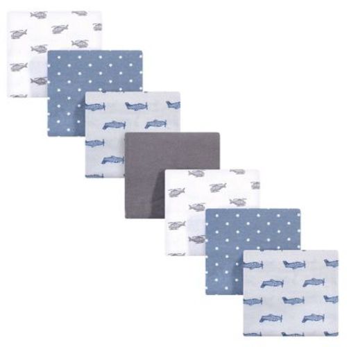 Hudson Baby Infant Boy Cotton Flannel Receiving Blankets Bundle, Airplanes Helicopters, One Size