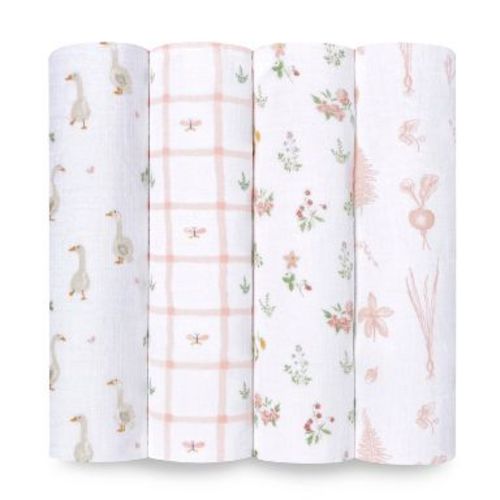 aden + anais essentials 4pk Cotton Muslin Swaddle Blankets - Country Floral