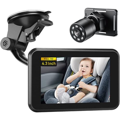 Itomoro Baby Car Camera, 4.3" HD Night Vision Car Baby Monitor with Camera, Safety Seat Baby Car Mirror for Rear Facing 5 Mins Easy Installation ACZ401 - baby car camera