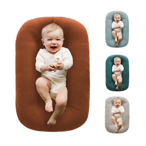 Baby Lounger for Newborns, Soft Baby Nest & Floor Cushion, Portable Diaper Changing Pads for Boys & Girls 0-12 Months-Coffee