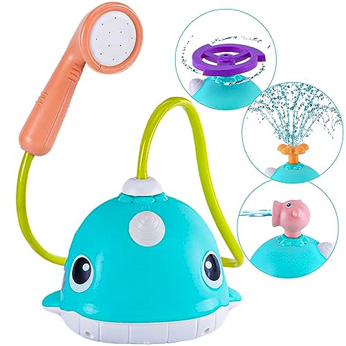 Bath Toys for Toddlers 1-3, Baby Toys 12-18 Months, Whale Water Spraying Bath Toy with Sprinklers, Shower Head & Suction Cups, Bathtub Pool Bathroom Shower Toy Gifts for Toddler Infant Kids Boy Girls