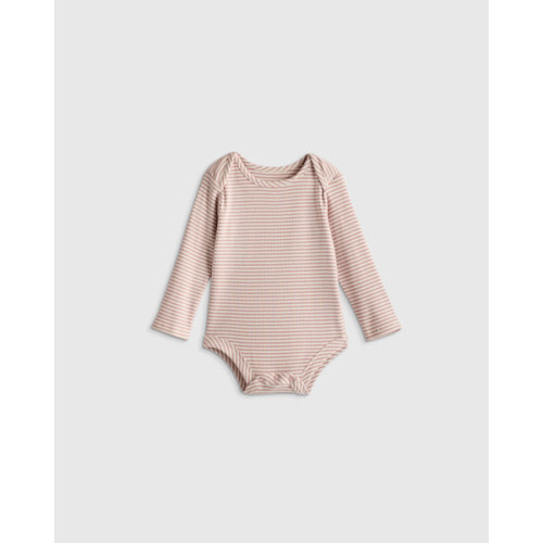 Softest Rib Long Sleeve Bodysuit in Grey Stripe
