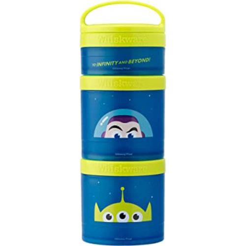 Whiskware Disney Pixar Stackable Polypropylene Snack Containers for Kids and Toddlers, 3 Stackable Snack Cups for School and Travel, Toy Story Buzz Lightyear