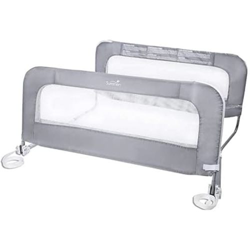 Summer Infant Double Safety Bedrail, Gray, Metal and Fabric Bedrail Set for Toddlers, 42.5” Long, Fits Twin, Full, and Queen Beds and Accommodates Thick Mattresses and Platform Beds