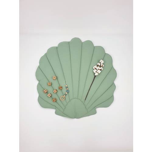 Dusty mint seashell play mat, decorative floor mat, baby play mat
