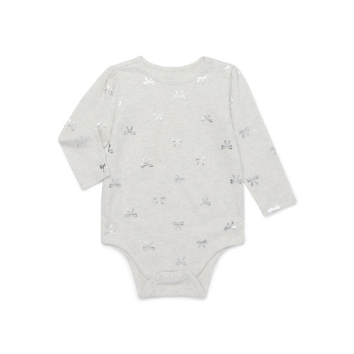 Garanimals Baby Girl Holiday Shirred Long Sleeve Print Bodysuit, Sizes 0-24 Months