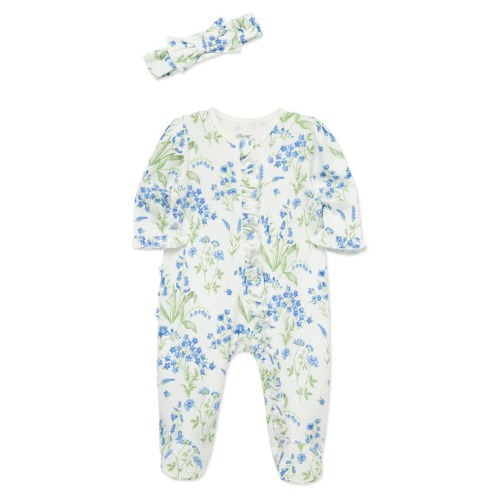 Floral Cotton Footie & Headband Set