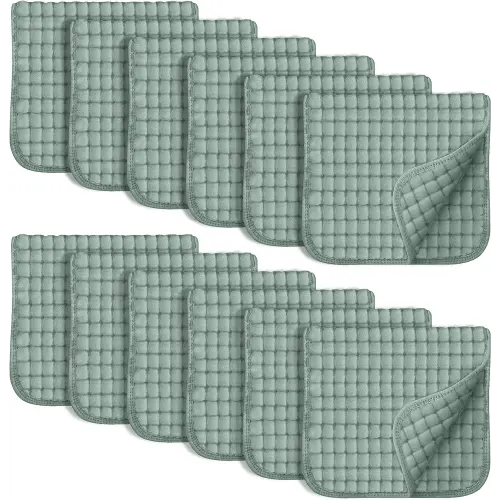 SWEET DOLPHIN 12 Pack Muslin Burp Cloths Large 100% Cotton Hand Washcloths for Baby - Baby Essentials Extra Absorbent and Soft Boys & Girls Milk Spit Up Rags - Dark Green, 20" X10"