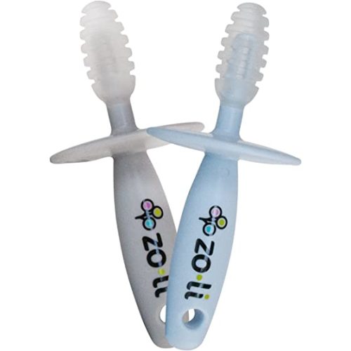 ZoLi Chubby Gummy teether | 2 Pack Baby Teething Relief - Blue/Grey, BPA Free Teething Stick