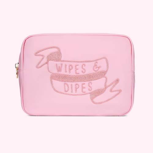 Hand Embroidered Wipes & Dipes Large Pouch