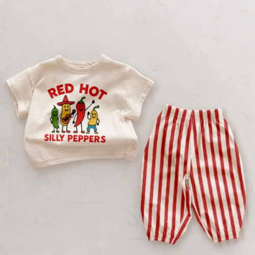 RED HOT SILLY PEPPERS 2 Piece Baby Set - Size 6-12 months