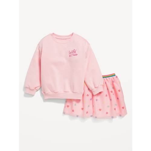 Crew-Neck Graphic Sweatshirt and Tulle Skirt Set for Toddler Girls | Old Navy