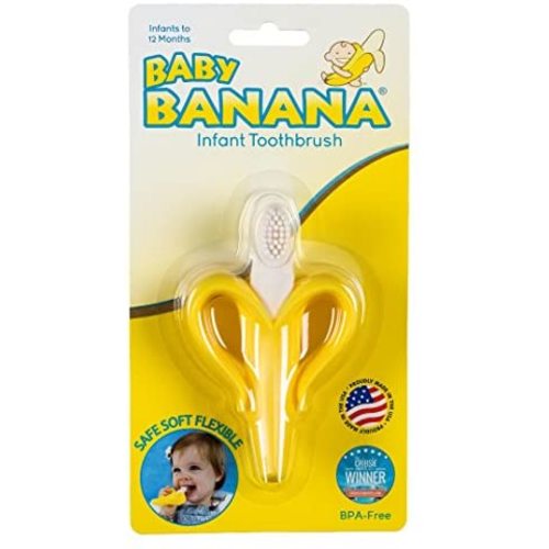 Baby Banana - Yellow Banana Toothbrush, Training Teether Tooth Brush for Infant, Baby, and Toddler