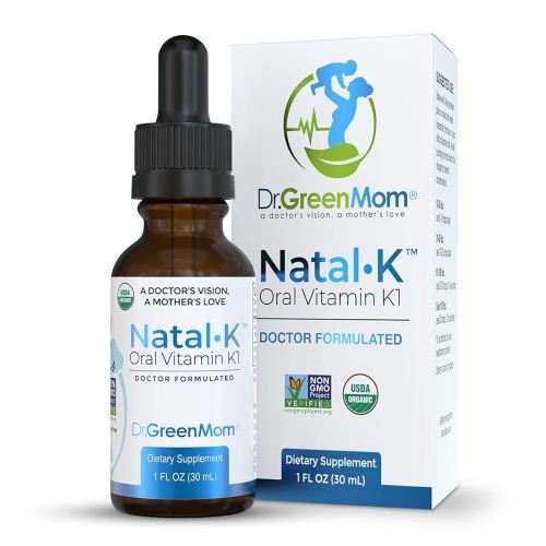 Dr. Green Mom Natal K Oral Vitamin K1 Drops for Newborns | Organic Phytonadione in MCT Oil | Natural VIT K for Babies to Support Blood Clotting