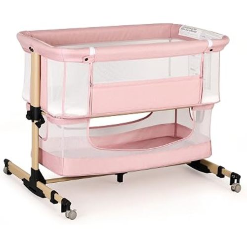 Baby Bassinet Bedside Sleeper, 3 in 1 Rocking Bedside Bassinet