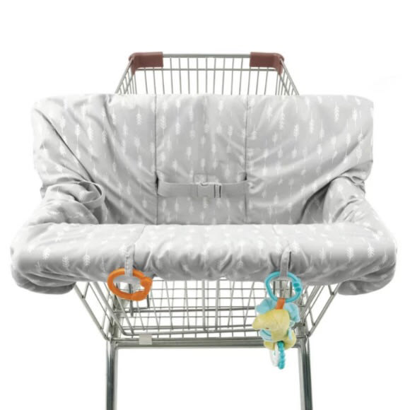 The Peanutshell Shopping Cart and High Chair Cover, Grey Ditsy Leaf