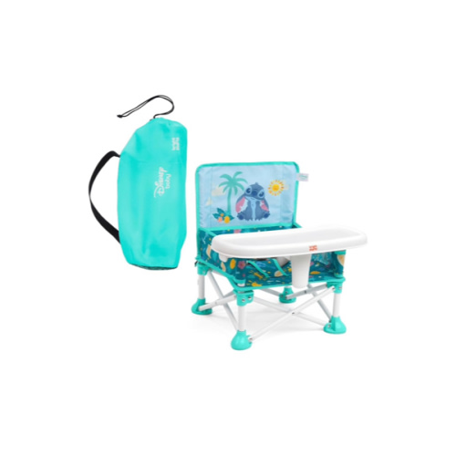 Bright Starts Disney Stitch Pop 'N Sit Portable Booster, Indoor/Outdoor Use, Floor Seat with Feeding Tray, Blue, 6 Mos - 3 Yrs