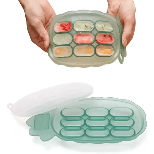 Haakaa Silicone Nibble Freezer Tray -Breastmilk Teething Popsicle Mold - Baby Fruit Food Feeder Teether Tray - Baby Food Maker - Ice Cube Tray - 4 Months+ Babies - BPA Free Silicone -Green