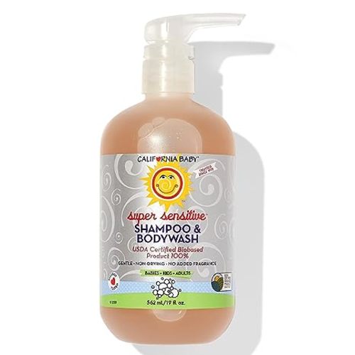 California Baby Super Sensitive Baby Shampoo + Baby Wash | 100% Plant-Based | Unscented Body Wash For Sensitive Skin | Hypoallergenic | 562 mL / 19 oz