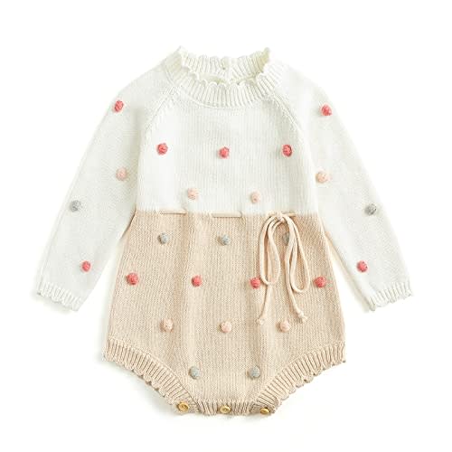 Simplee kids Baby Girl Kint Romper Fall Sleeveless Pompoms Rompers Newborn Little Girl Overall Jumpsuit Outfits