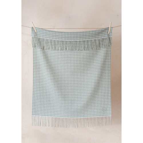 Super Soft Lambswool Baby Blanket in Sage Nursery Gingham