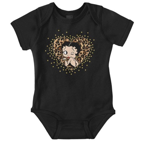 Betty Boop Retro Cartoon Cheetah Print Heart Baby Girls Infant Romper Newborn