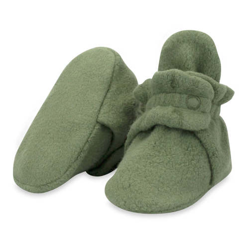 Zutano Cozie Fleece Stay-On Baby Bootie Slipper - 6M, Olive
