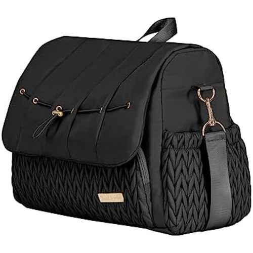 Hannah & Sophia Belle Convertible Baby Diaper Backpack & Bag in Black, Large Size, Dual Sided Water Resistant Changing Mat Included, Detachable Shoulder Straps, Easy To Use