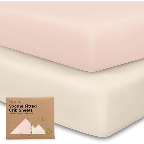 KeaBabies 2-Pack Organic Crib Sheets for Boys, Girls, Jersey Fitted Crib Sheet, Baby Crib Sheets Neutral, Cotton Breathable Crib Sheet, Cute Printed Crib Mattress Sheet, Baby Mattress Sheets (Cameo)