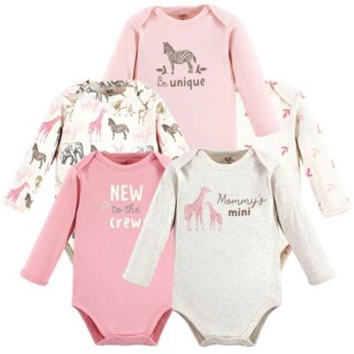 Touched by Nature Infant Girl Organic Cotton Long-Sleeve Bodysuits, Girl Safari, 6-9 Months