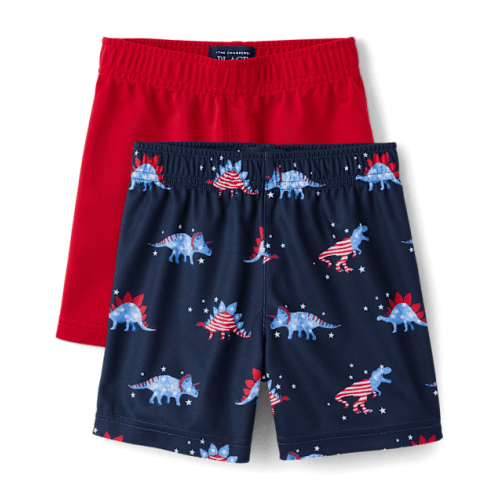 Baby And Toddler Boys Americana Dino Performance Basketball Shorts 2-Pack - Multi